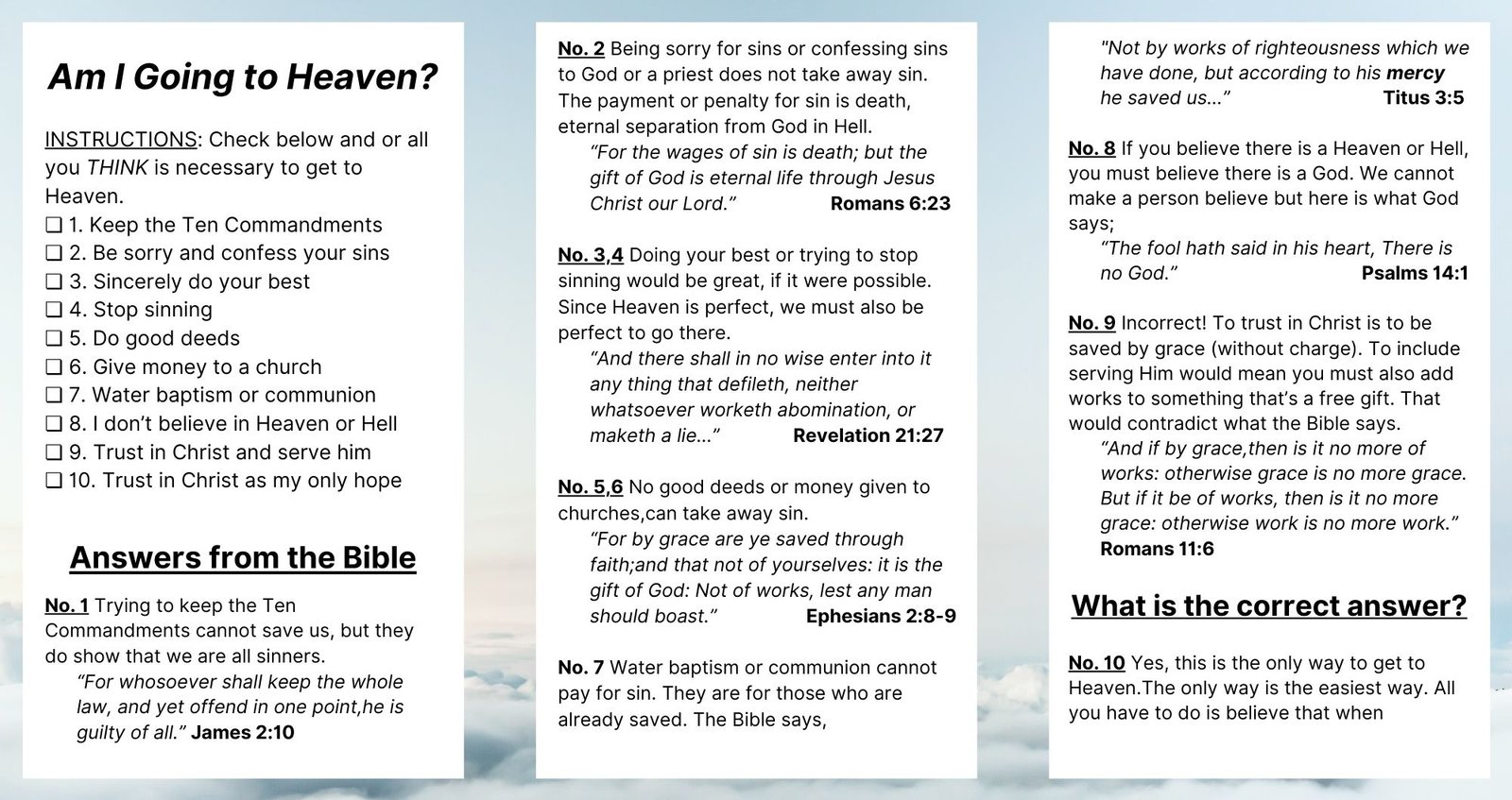 Am I Going to Heaven? Tracts – English